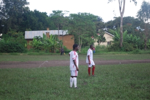 A music student (James) playing football/soccer during intramurals