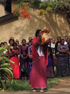 A chicken being auctioned at church