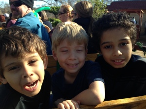 Tristan, Atticus, and Dalton on the Zilker Zephyr (train)