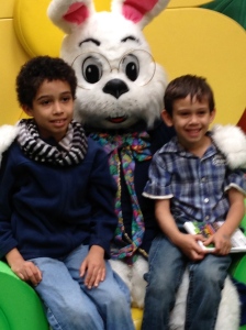 Dalton and Tristan with the Easter Bunny